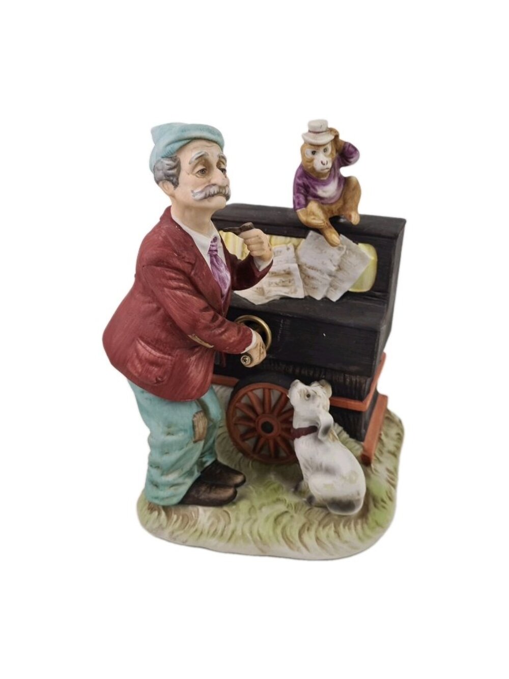 Melody in Motion Waco "Organ Grinder" Porcelain Mechanism Figure Vintage W17